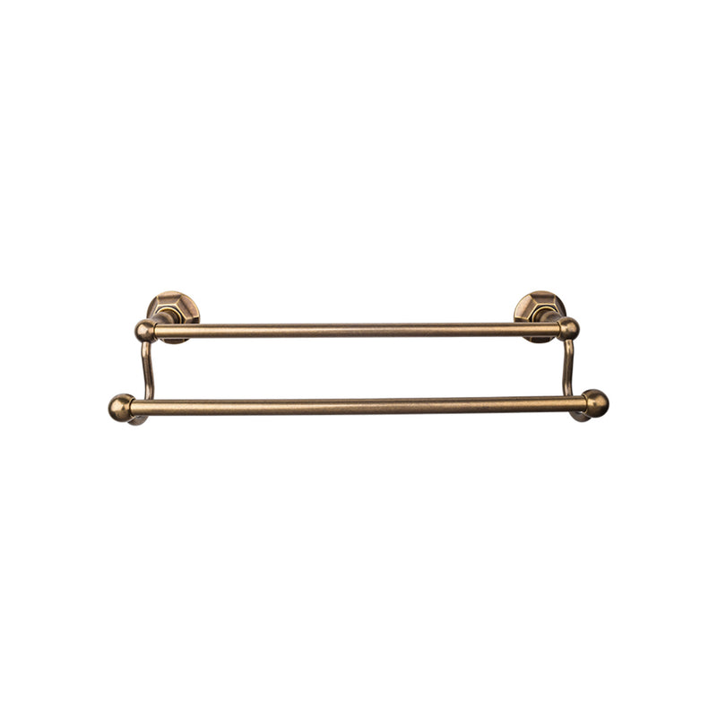 Edwardian Bath Towel Bar 24 Inch Double - Hex Backplate German Bronze