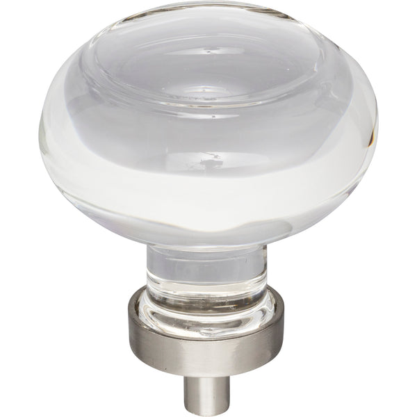 1-3/4" Diameter Satin Nickel Button Glass Harlow Cabinet Knob