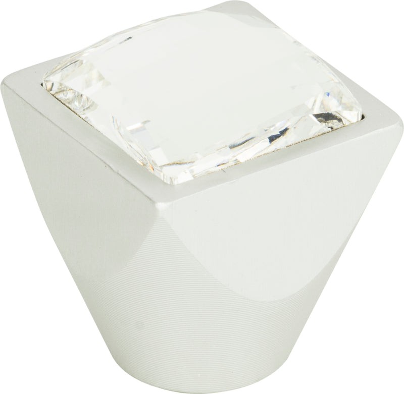 Crystal Large Square Knob 1 Inch Matte Chrome