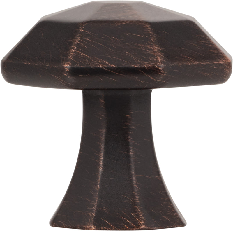 1-1/4" Overall Length Brushed Oil Rubbed Bronze Octagonal Wheeler Cabinet Knob