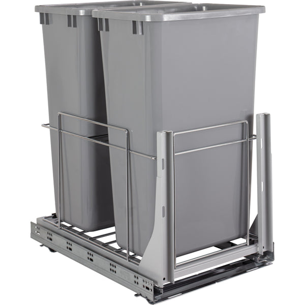 50qt Wire Double Trashcan Pullout with Soft-close Slides