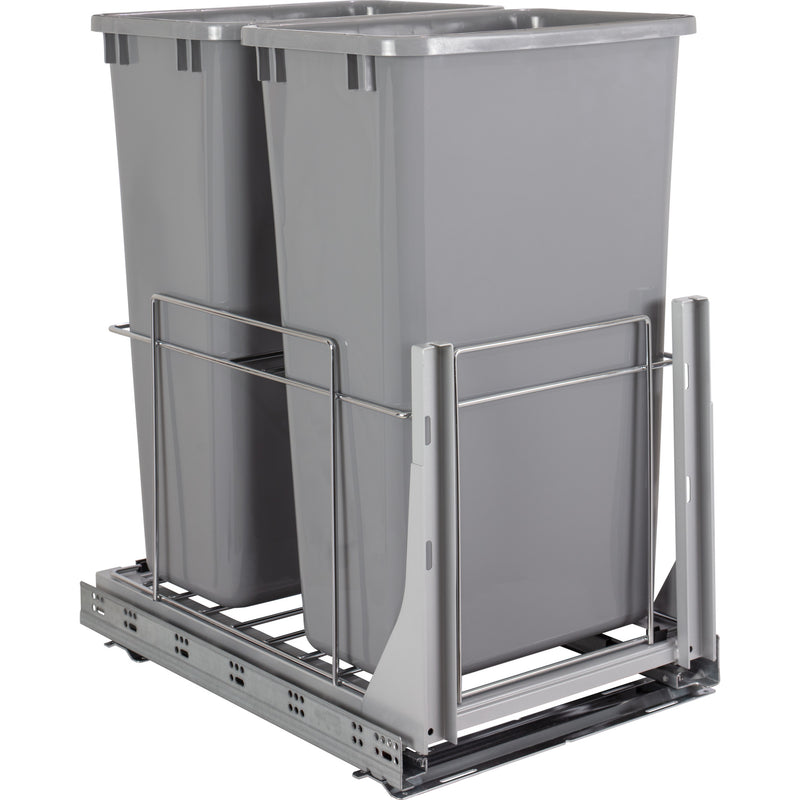 50qt Wire Double Trashcan Pullout with Soft-close Slides