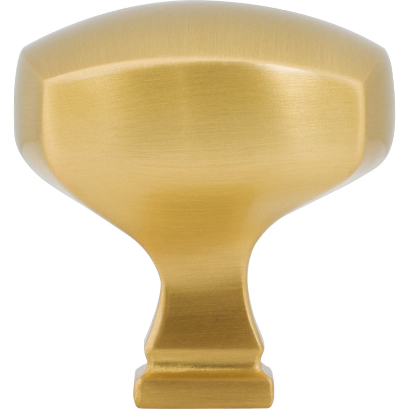 1-3/8" Overall Length Brushed Gold Square Audrey Cabinet Knob