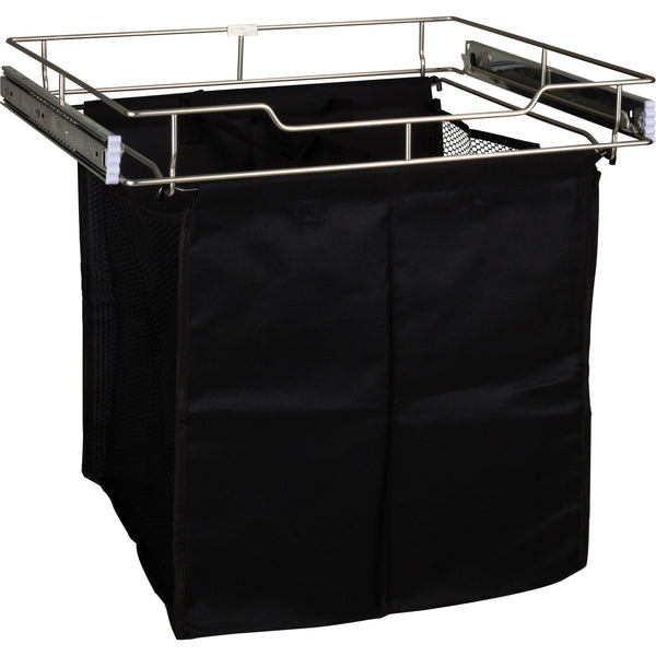 Satin Nickel 18" Deep Pullout Canvas Hamper with Removable Laundry Bag