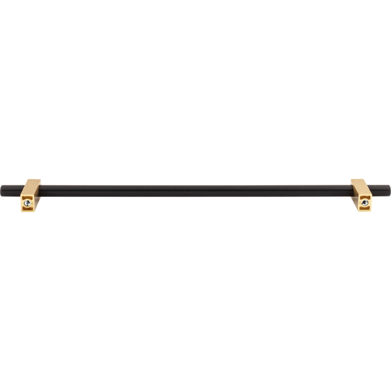 305 mm Center-to-Center Matte Black with Brushed Gold Larkin Cabinet Bar Pull