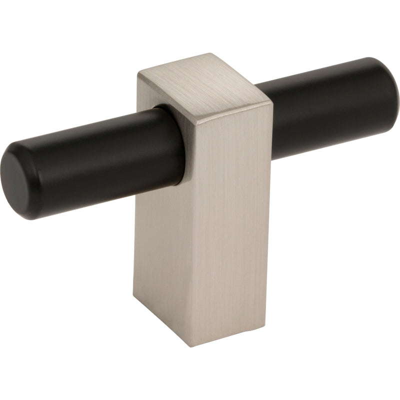 2-3/8" Overall Length Matte Black with Satin Nickel Larkin "T" Knob