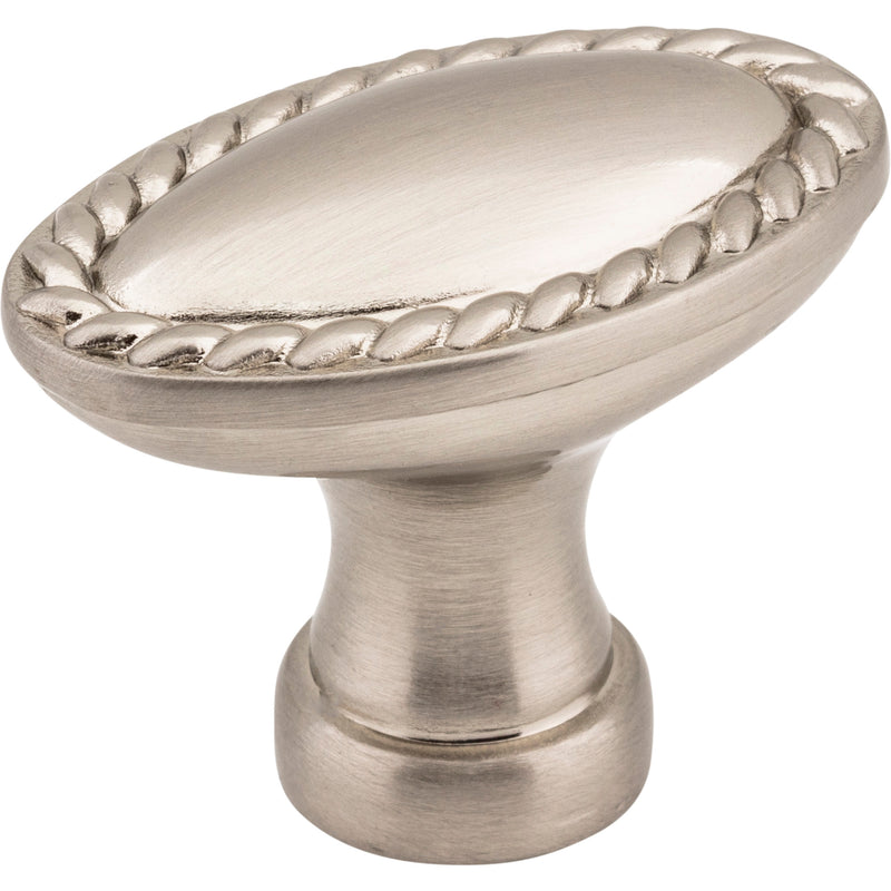 1-3/8" Overall Length Satin Nickel Oval Rope Detailed Lindos Cabinet Knob
