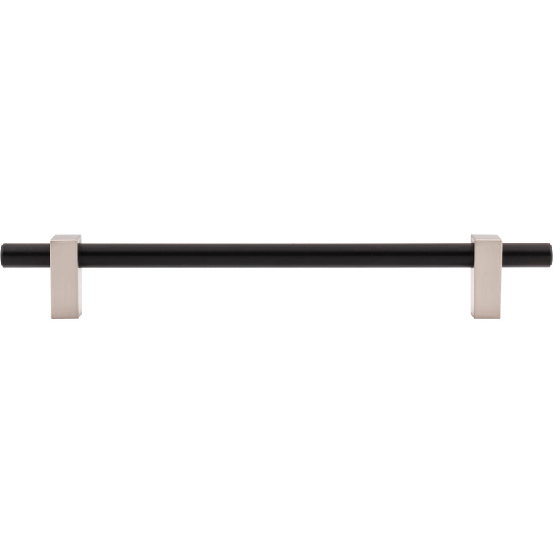 192 mm Center-to-Center Matte Black with Satin Nickel Larkin Cabinet Bar Pull