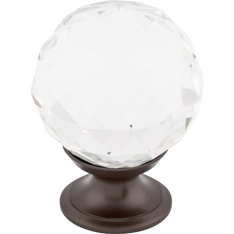 Clear Crystal Knob 1 3/8 Inch Oil Rubbed Bronze Base