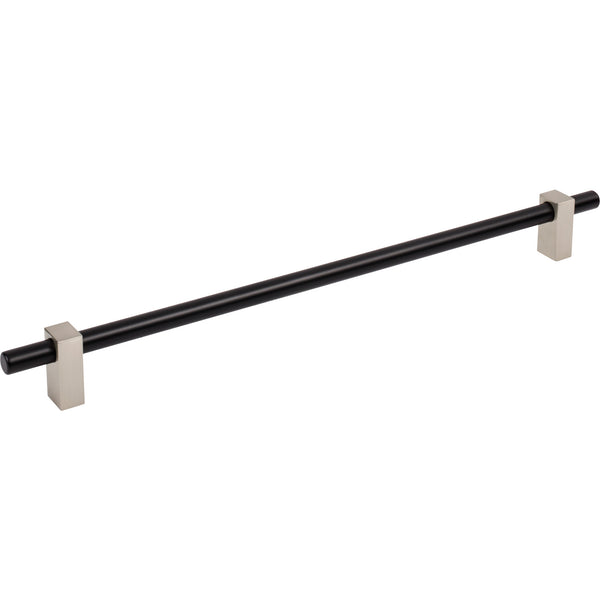 305 mm Center-to-Center Matte Black with Satin Nickel Larkin Cabinet Bar Pull