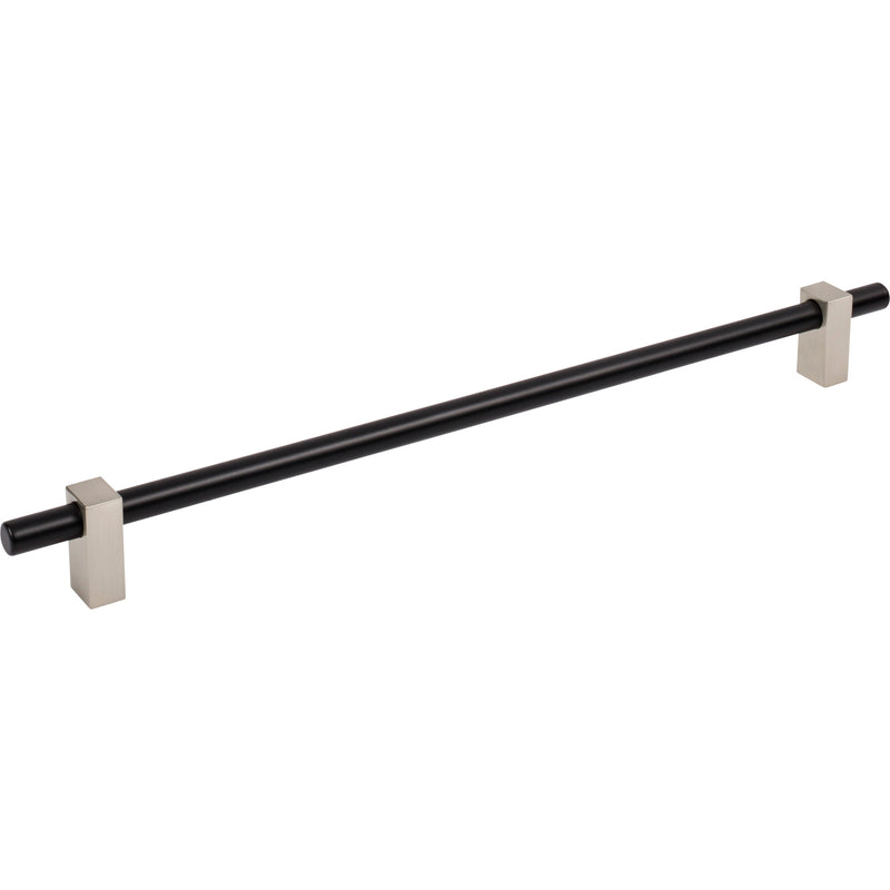 305 mm Center-to-Center Matte Black with Satin Nickel Larkin Cabinet Bar Pull