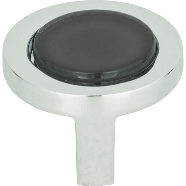 Spa Black Round Knob 1 1/4 Inch Polished Chrome