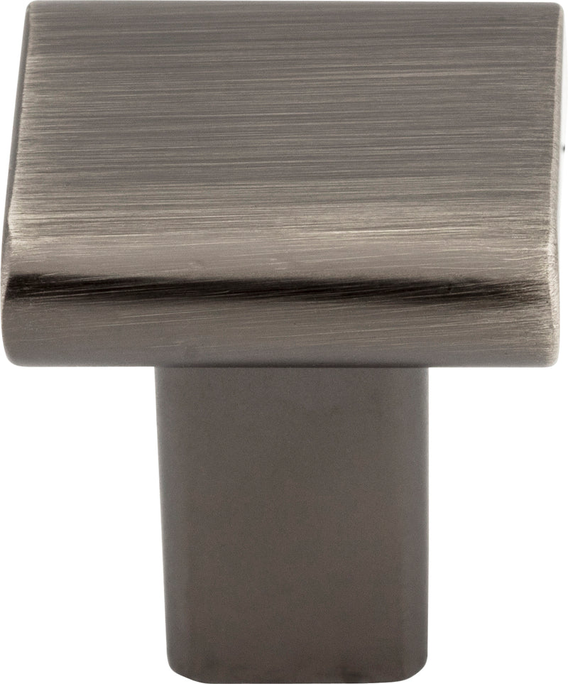 1" Overall Length Brushed Pewter Square Park Cabinet Knob