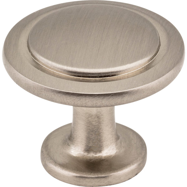 1-1/4" Diameter Satin Nickel Round Button Gatsby Cabinet Knob