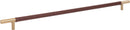 Zanzibar Brown Appliance Pull 17 Inch (c-c) Leather Warm Brass