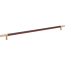 Zanzibar Brown Appliance Pull 17 Inch (c-c) Leather Warm Brass