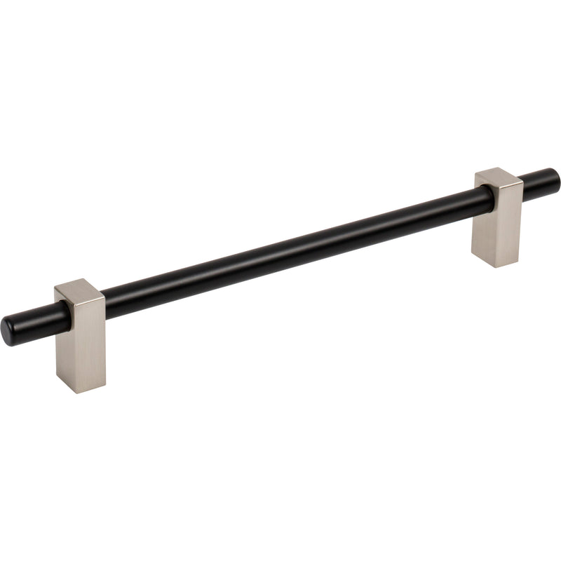 192 mm Center-to-Center Matte Black with Satin Nickel Larkin Cabinet Bar Pull