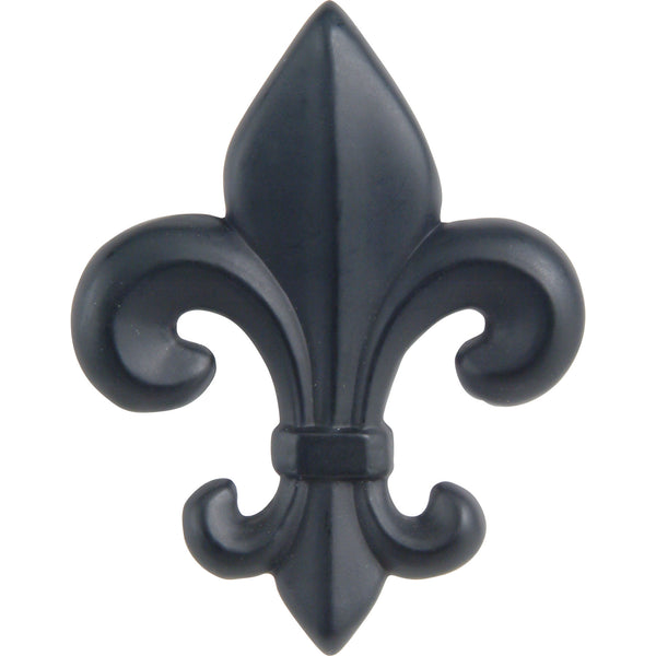 Fleur de lys Knob 2 1/4 Inch Matte Black