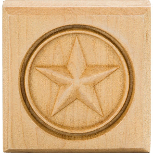 3-1/2" W x 7/8" D x 3-1/2" H Alder Star Rosette