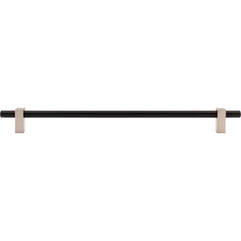 305 mm Center-to-Center Matte Black with Satin Nickel Larkin Cabinet Bar Pull