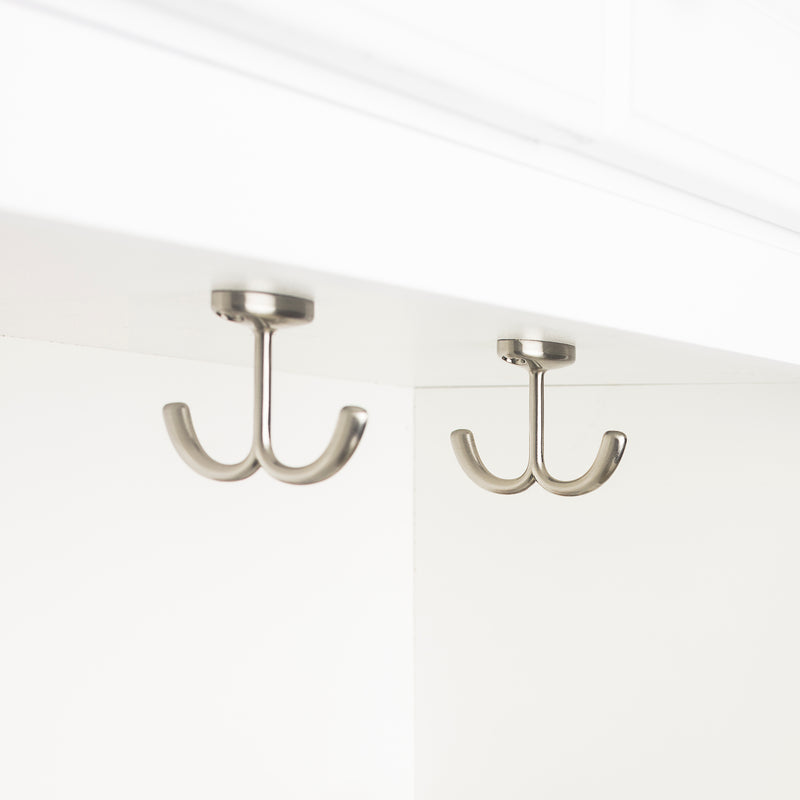 1-9/16" Satin Nickel Double Prong Ceiling Mounted Hook