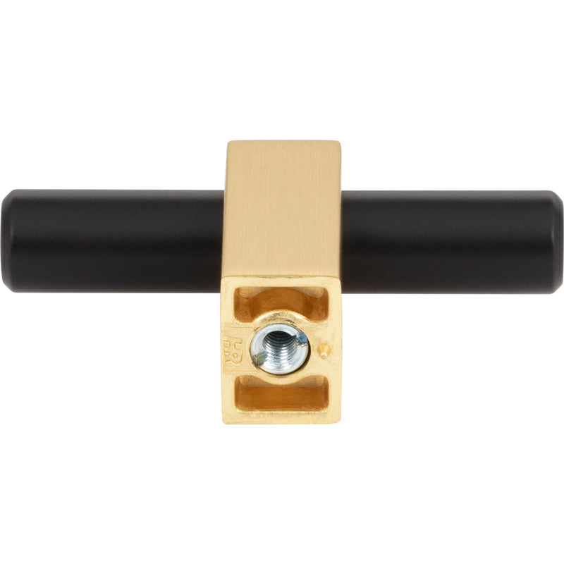 2-3/8" Overall Length Matte Black with Brushed Gold Larkin "T" Knob