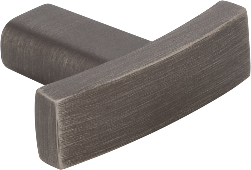 1-1/2" Overall Length Brushed Pewter Square Thatcher Cabinet "T" Knob