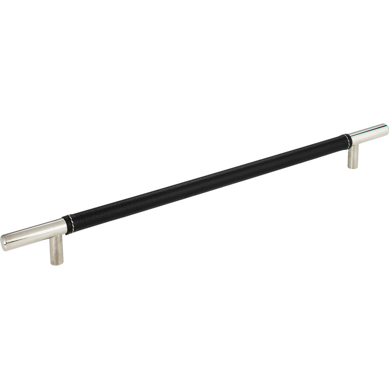 Zanzibar Black Leather Pull 11 5/16 Inch (c-c) Polished Chrome