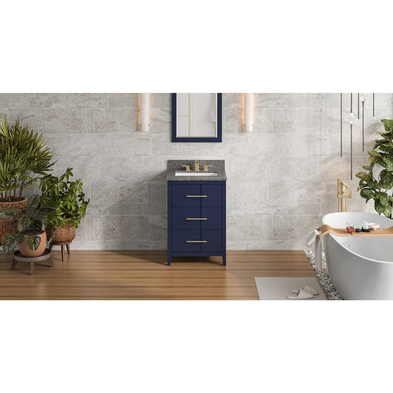 24" Hale Blue Katara Vanity, Boulder Cultured Marble Vanity Top, undermount rectangle bowl