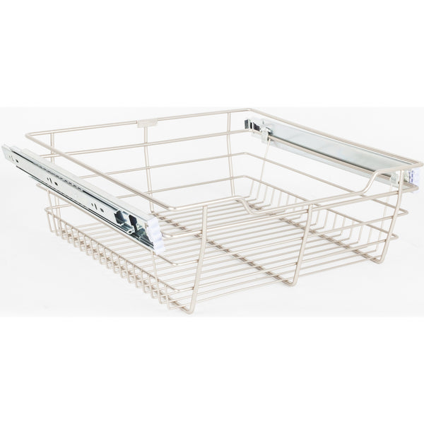 Satin Nickel Closet Pullout Basket with Slides 14"D x 17"W x 6"H