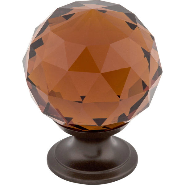 Wine Crystal Knob 1 3/8 Inch Oil Rubbed Bronze Base