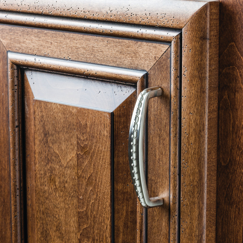 96 mm Center-to-Center Satin Nickel Rope Detailed Cypress Cabinet Pull