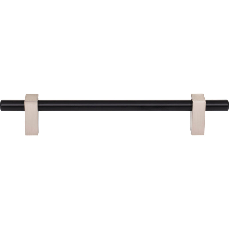 160 mm Center-to-Center Matte Black with Satin Nickel Larkin Cabinet Bar Pull