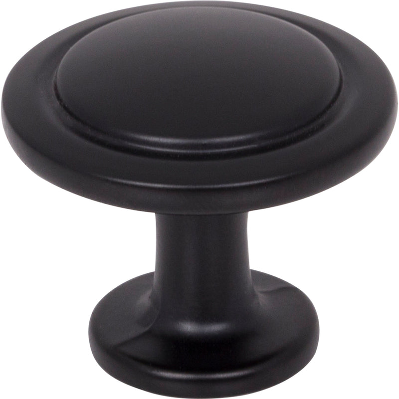 1-1/4" Diameter Matte Black Round Button Gatsby Cabinet Knob