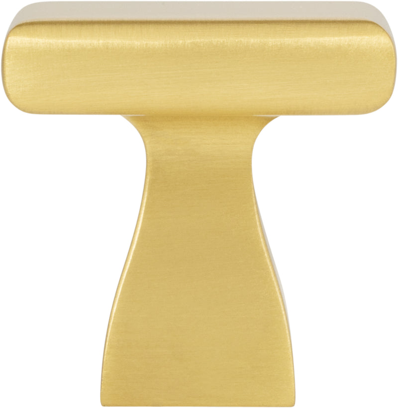 1" Overall Length Brushed Gold Square Hadly Cabinet Knob
