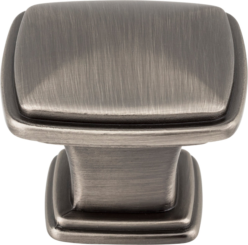 1-3/16" Overall Length Brushed Pewter Square Milan 1 Cabinet Knob