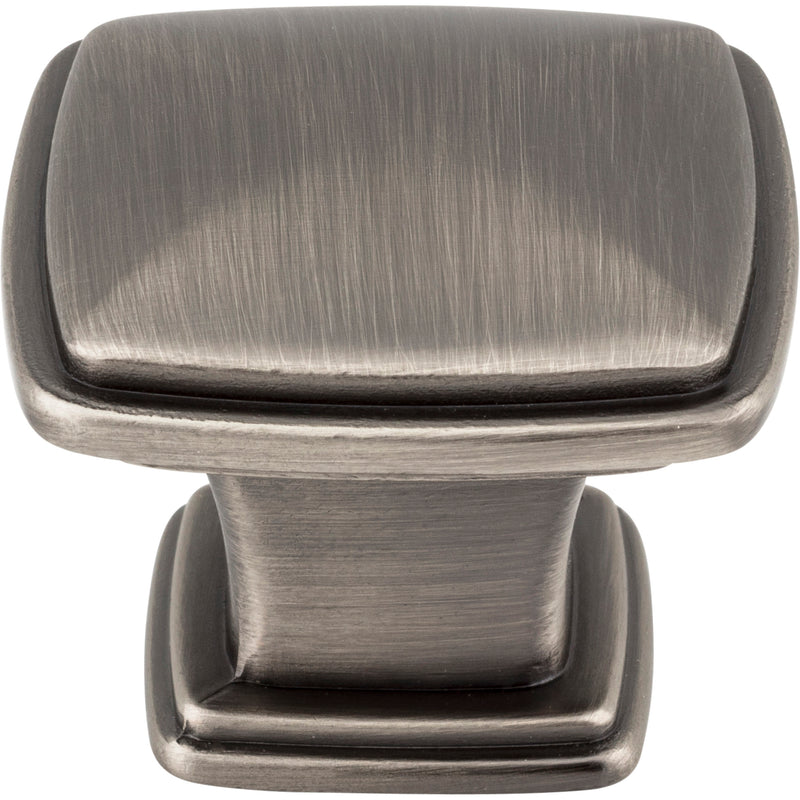 1-3/16" Overall Length Brushed Pewter Square Milan 1 Cabinet Knob