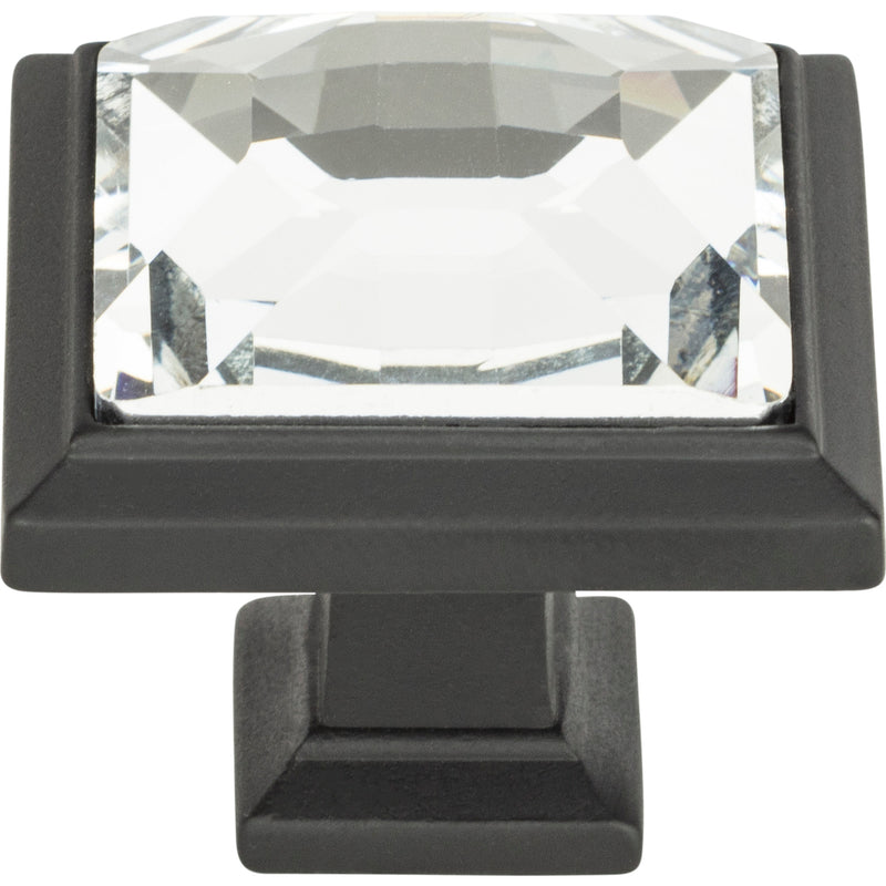 Legacy Crystal Square Knob 1 5/16 Inch Matte Black