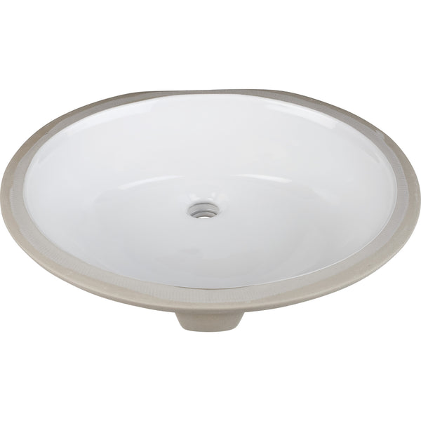 H8810WH:  17-3/8" x 14-1/4" White Oval Undermount Porcelain Bathroom Sink With Overflow