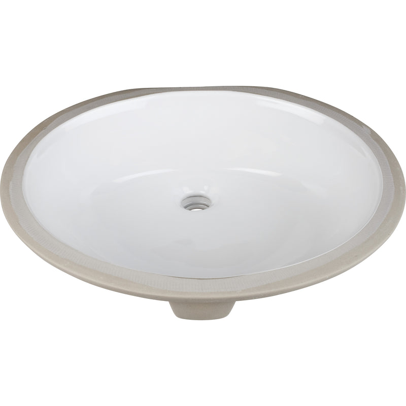 H8810WH:  17-3/8" x 14-1/4" White Oval Undermount Porcelain Bathroom Sink With Overflow