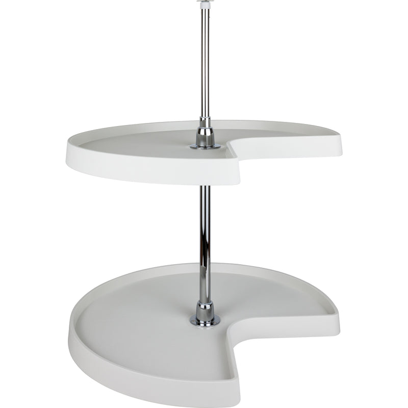 28" Kidney Two-Shelf Plastic Lazy Susan Set with Chrome Hubs