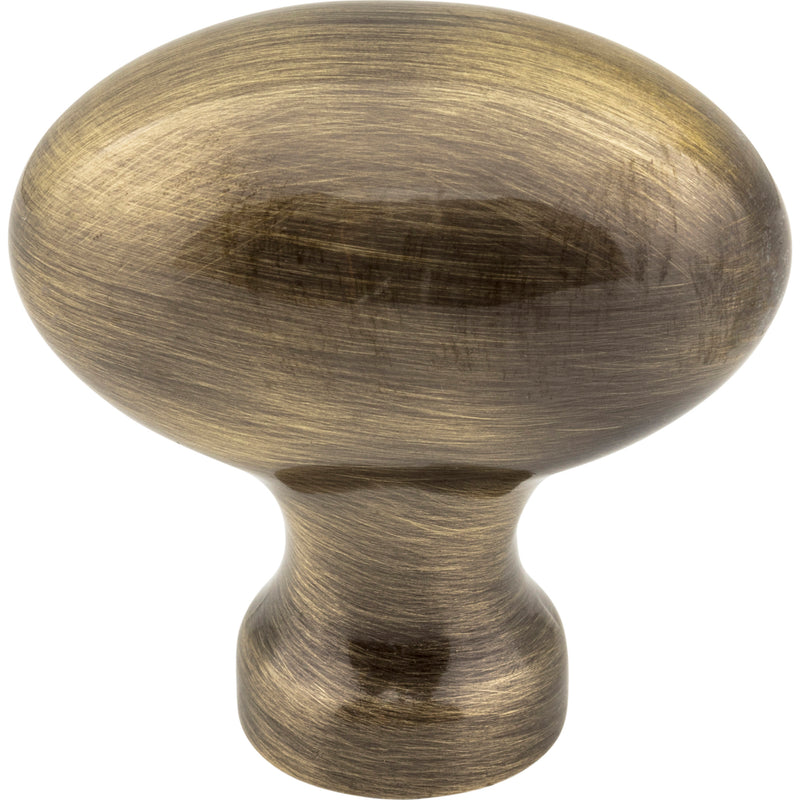 1-9/16" Overall Length Brushed Antique Brass Football Lyon Cabinet Knob