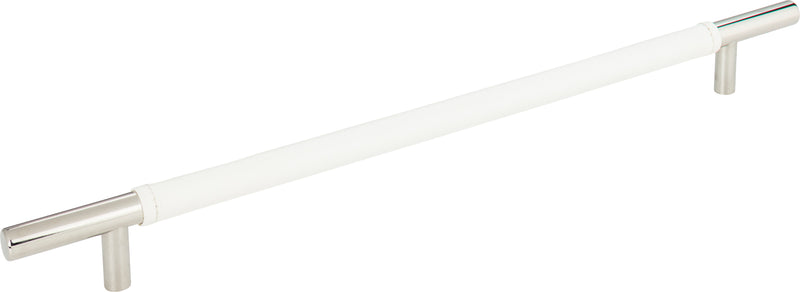 Zanzibar White Leather Pull 11 5/16 Inch (c-c) Polished Chrome