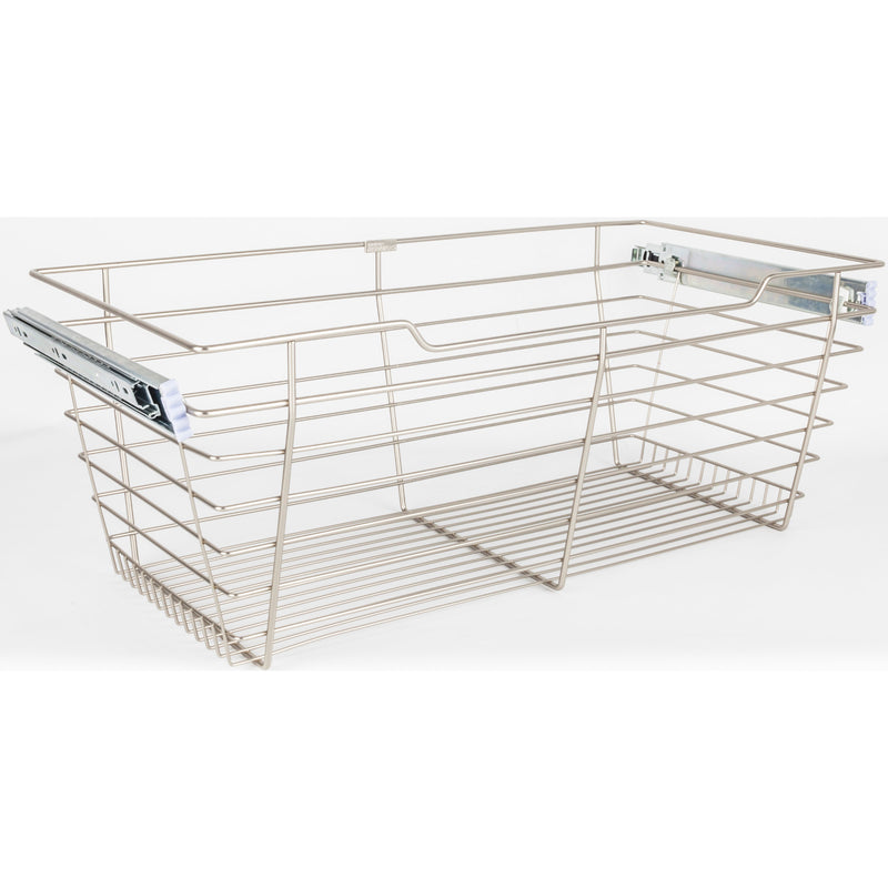 Satin Nickel Closet Pullout Basket with Slides 16"D x 23"W x 11"H