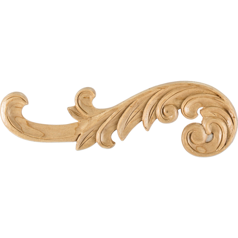 10-3/8" W x 1/4" D x 3-1/4" H Left Curved Cherry Acanthus Appliqué