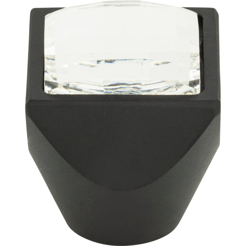 Crystal Large Square Knob 1 Inch Matte Black