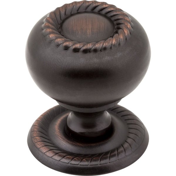 1-1/4" Diameter Brushed Oil Rubbed Bronze Rope Rhodes Cabinet Knob