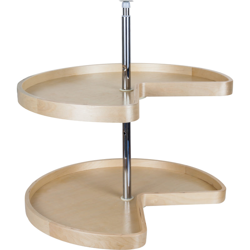 32" Kidney Two-Shelf Banded Wood Lazy Susan Set