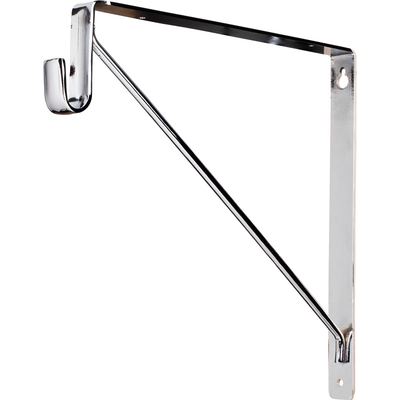 Chrome Shelf Bracket with Rod Support for Oval Closet Rods
