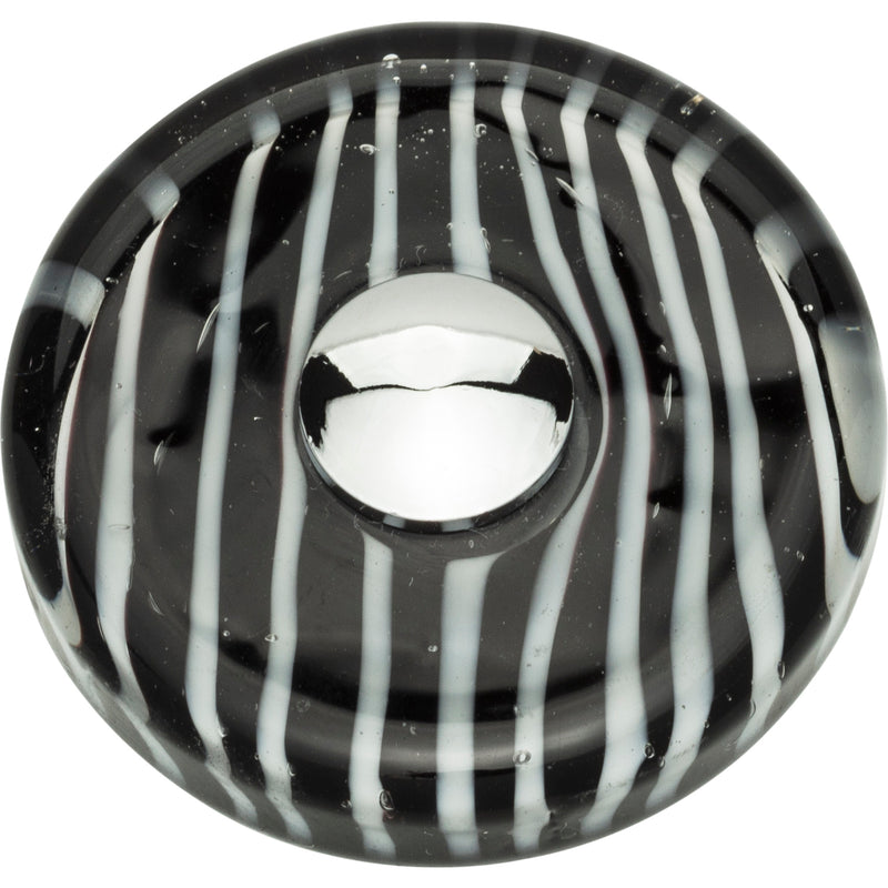 Zebra Glass Round Knob 1 1/2 Inch Polished Chrome
